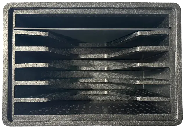 Monitor box foam enclosure after folding down the arms